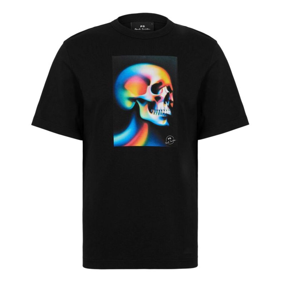 Paul Smith Mens Graphic Skull Natural Cotton T-Shirt / Black